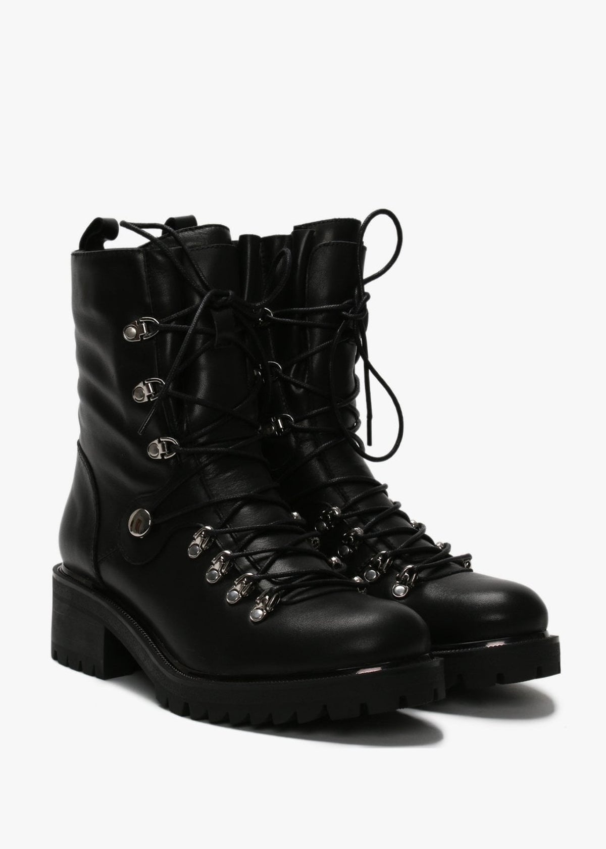 Plip Black Leather Fleece Lined Biker Boots