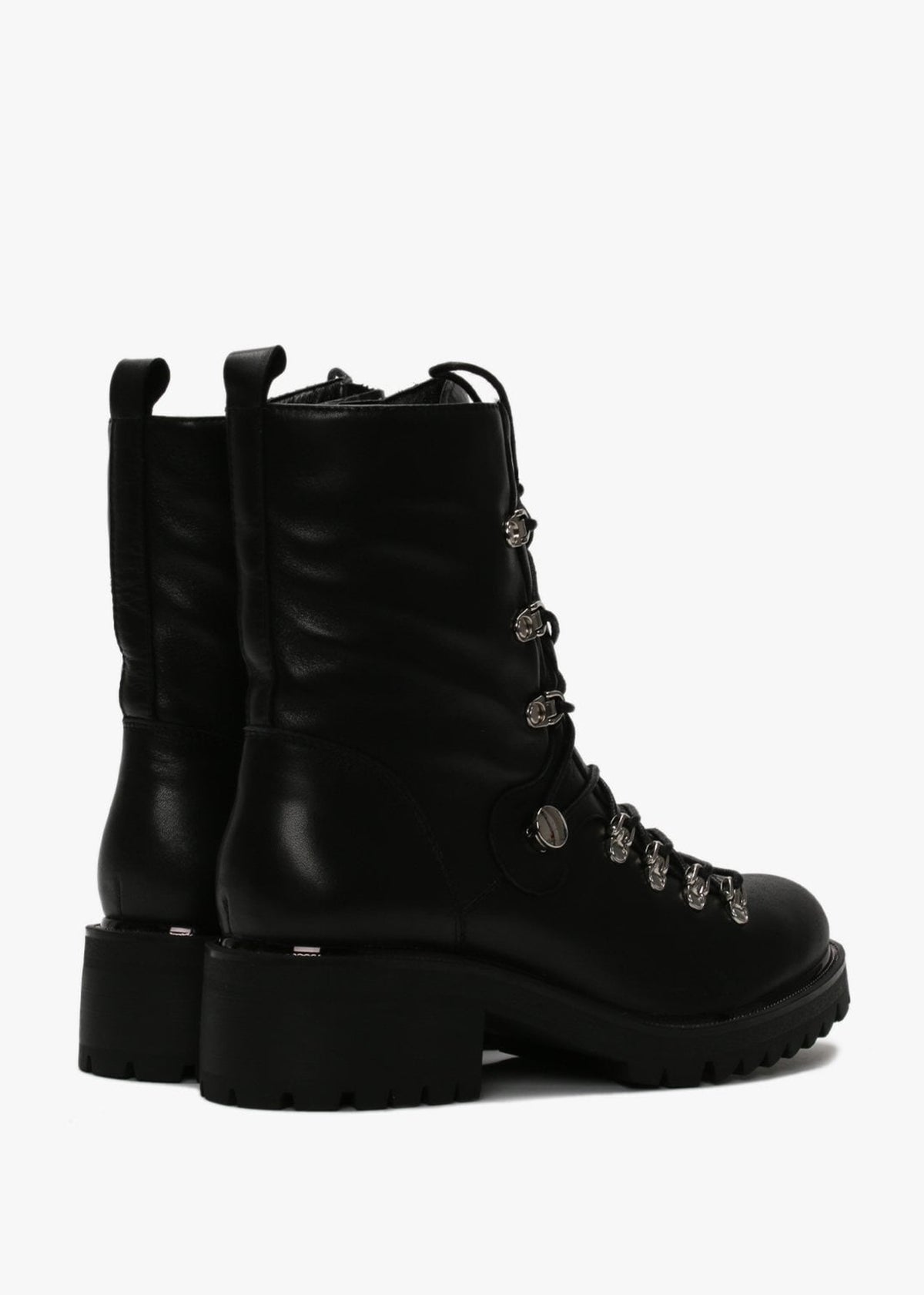 Plip Black Leather Fleece Lined Biker Boots