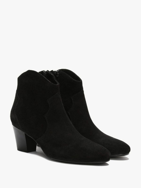 Barara Black Suede Western Ankle Boots
