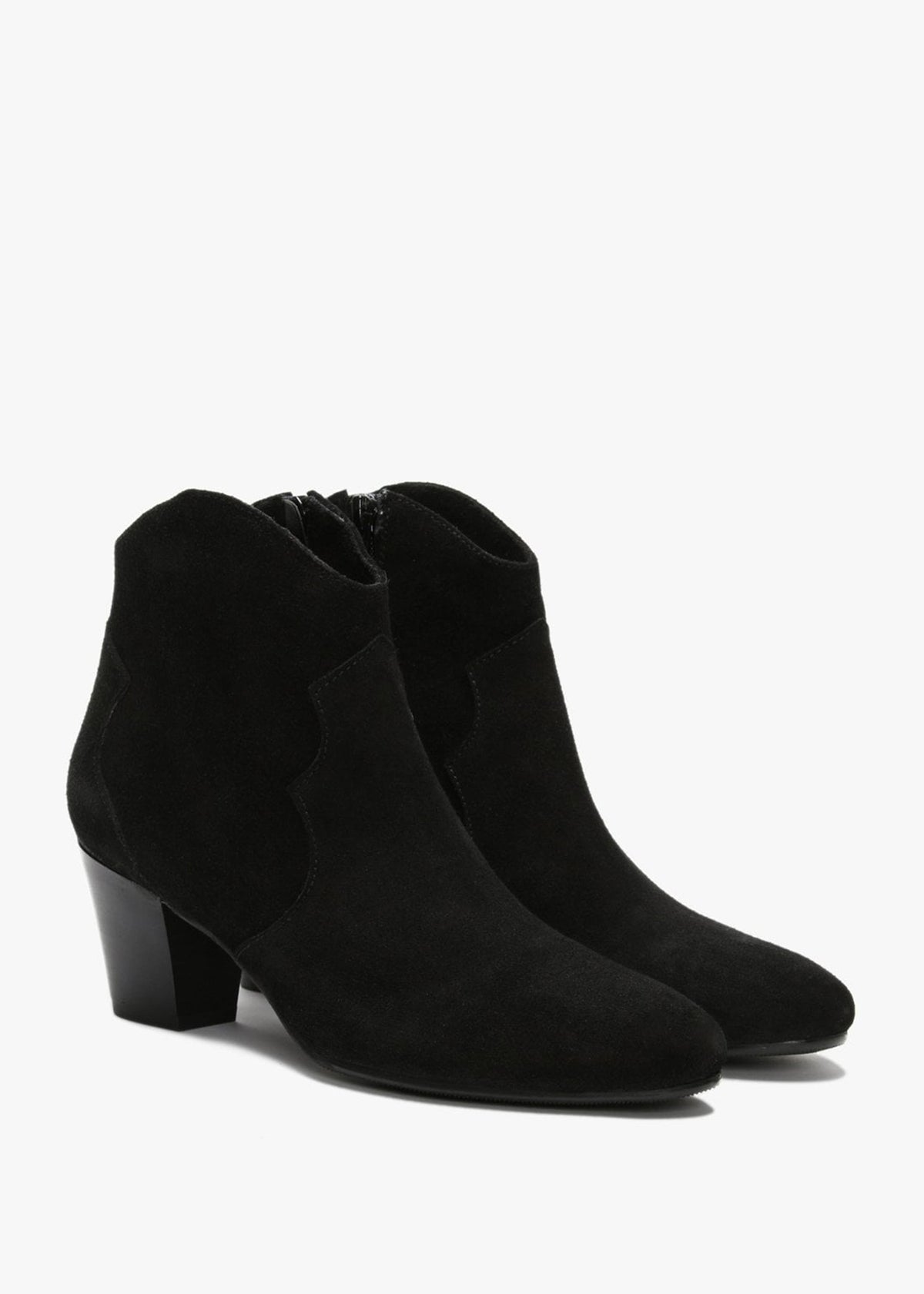 Barara Black Suede Western Ankle Boots