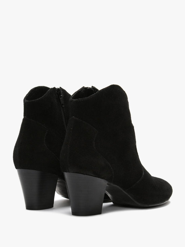 Barara Black Suede Western Ankle Boots