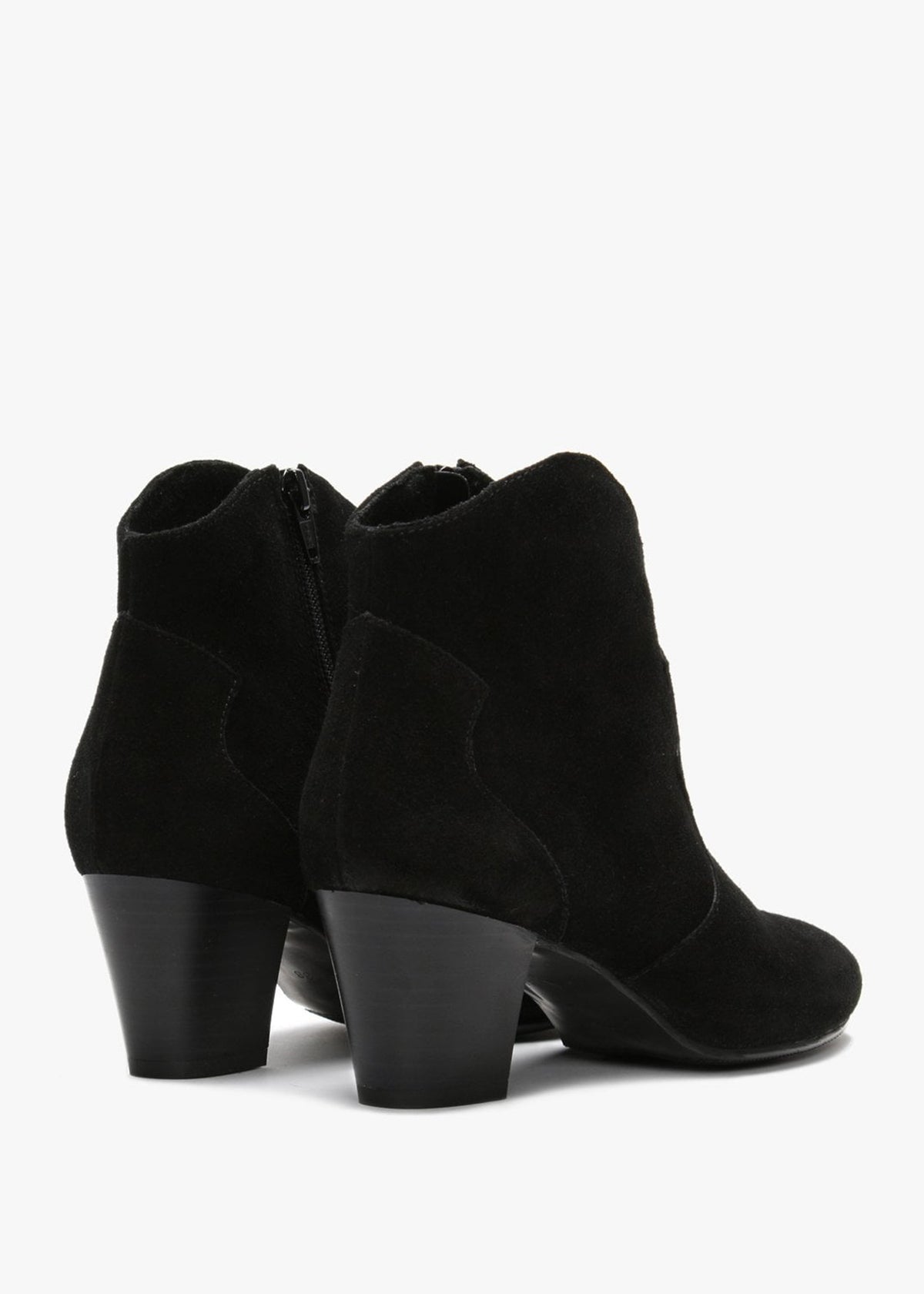 Barara Black Suede Western Ankle Boots