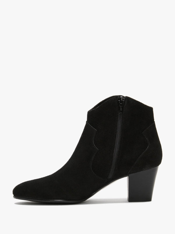Barara Black Suede Western Ankle Boots