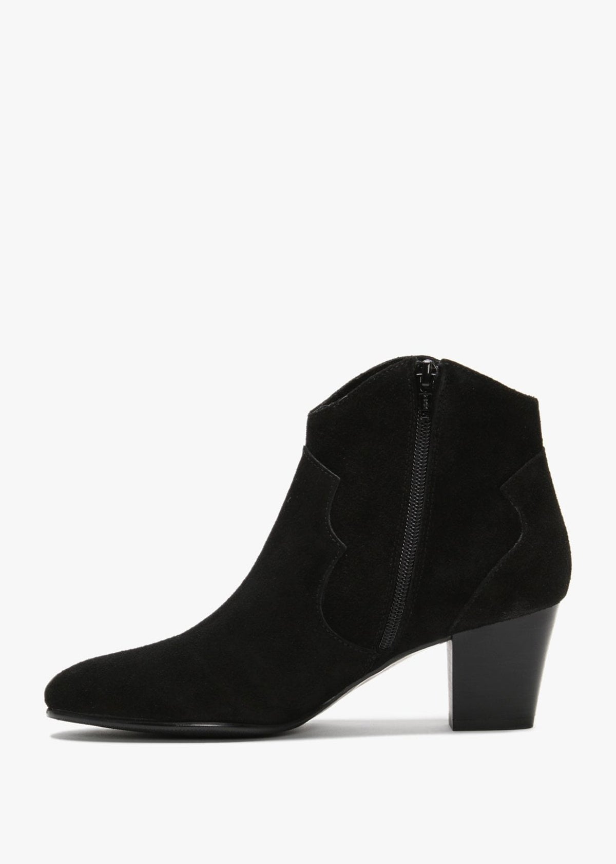 Barara Black Suede Western Ankle Boots