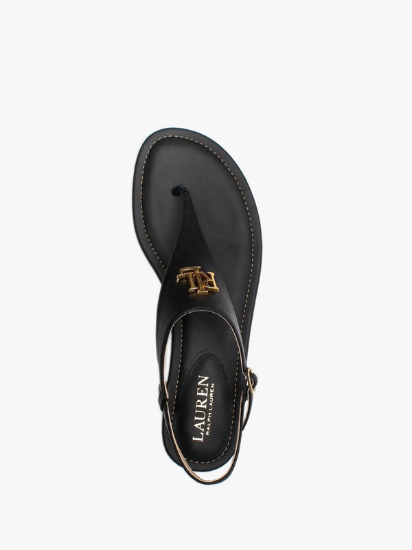 Ellington Black Leather Toe Post Sandals