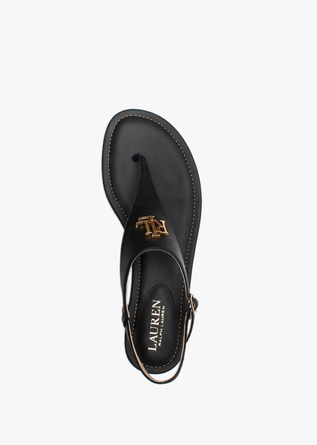 Ellington Black Leather Toe Post Sandals