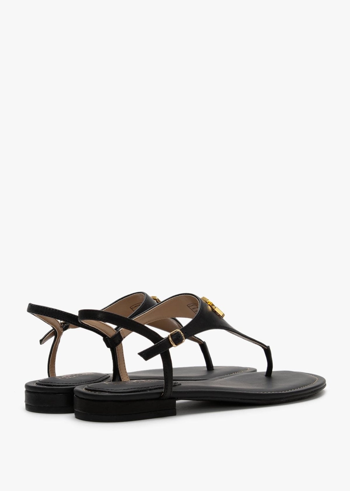 Ellington Black Leather Toe Post Sandals
