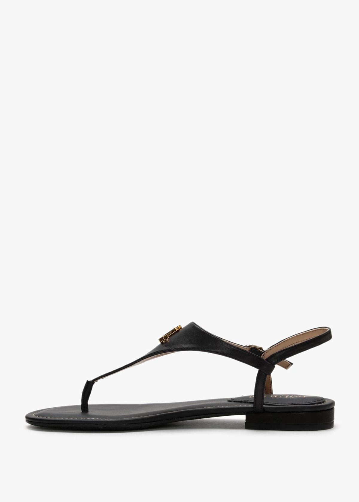 Ellington Black Leather Toe Post Sandals
