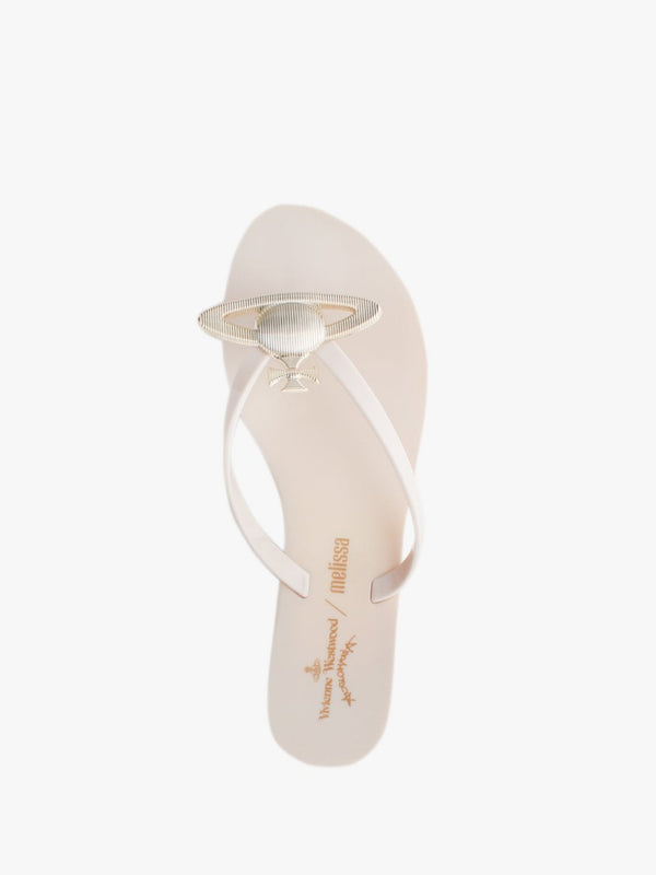 x Melissa Harmonic Orb Ivory Flip Flops
