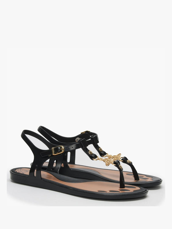 x Melissa Solar Orb Black Toe Post Sandals