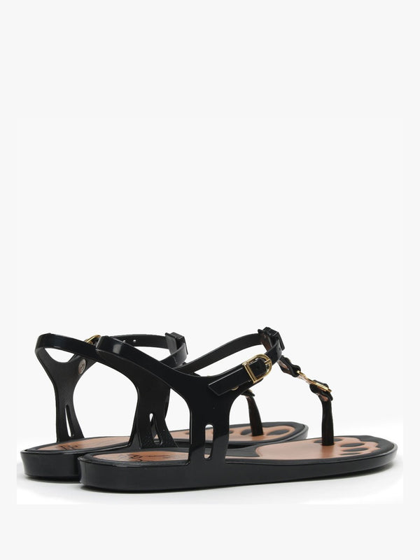 x Melissa Solar Orb Black Toe Post Sandals