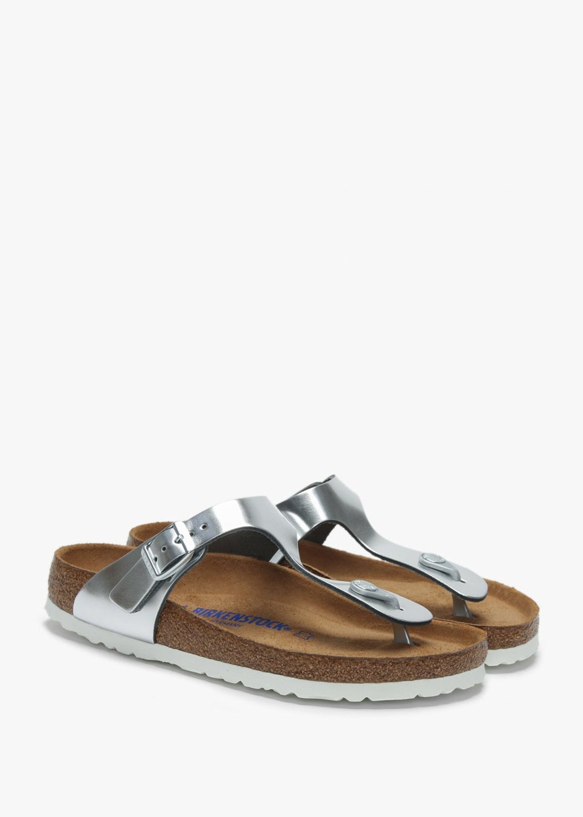 Gizeh Silver Leather Toe Post Sandals