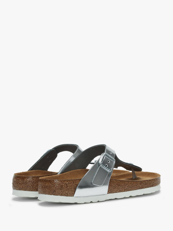 Gizeh Silver Leather Toe Post Sandals