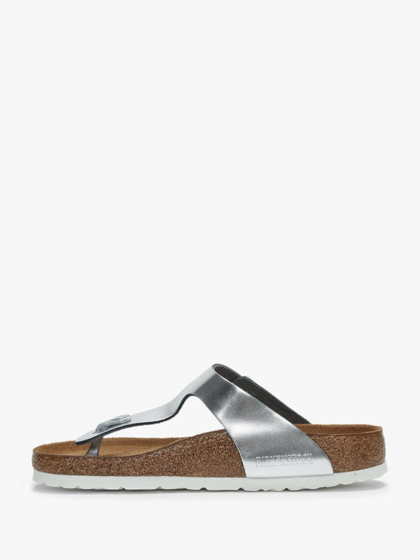 Gizeh Silver Leather Toe Post Sandals