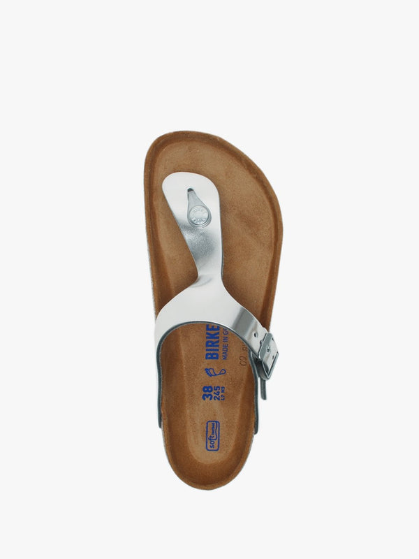 Gizeh Silver Leather Toe Post Sandals