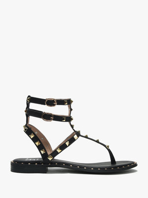 Cube Black Square Studded Gladiator Sandals