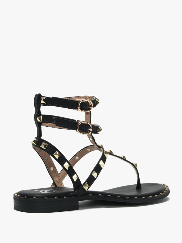 Cube Black Square Studded Gladiator Sandals
