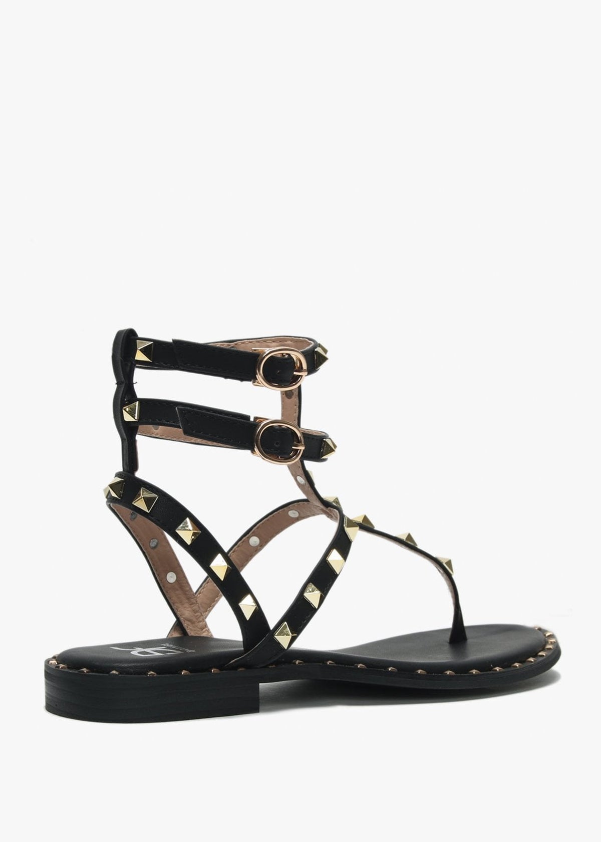 Cube Black Square Studded Gladiator Sandals