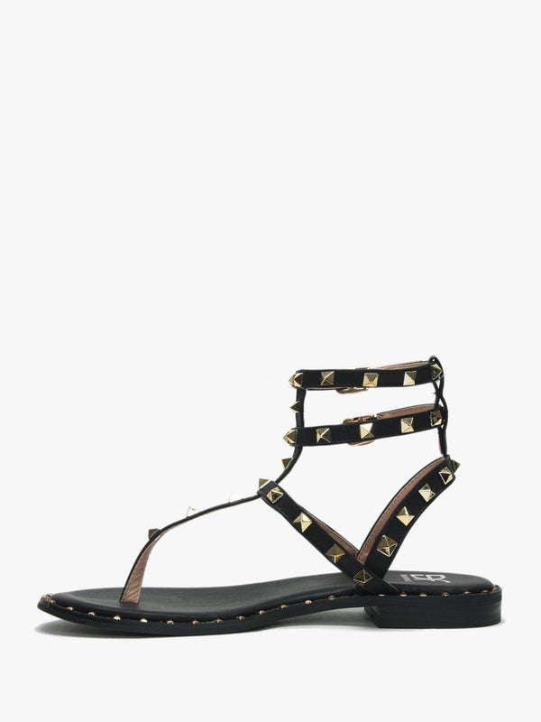 Cube Black Square Studded Gladiator Sandals