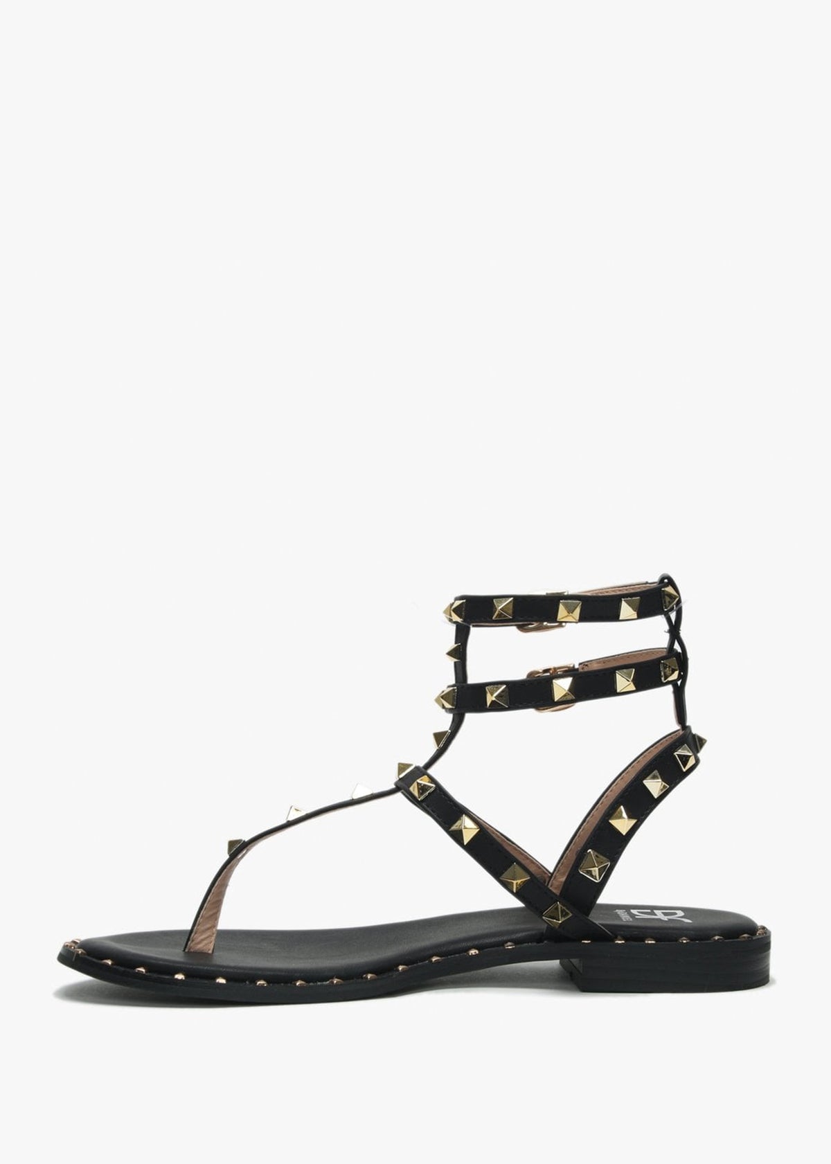 Cube Black Square Studded Gladiator Sandals