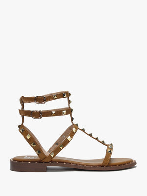 Cuboid Tan Studded Gladiator Sandals