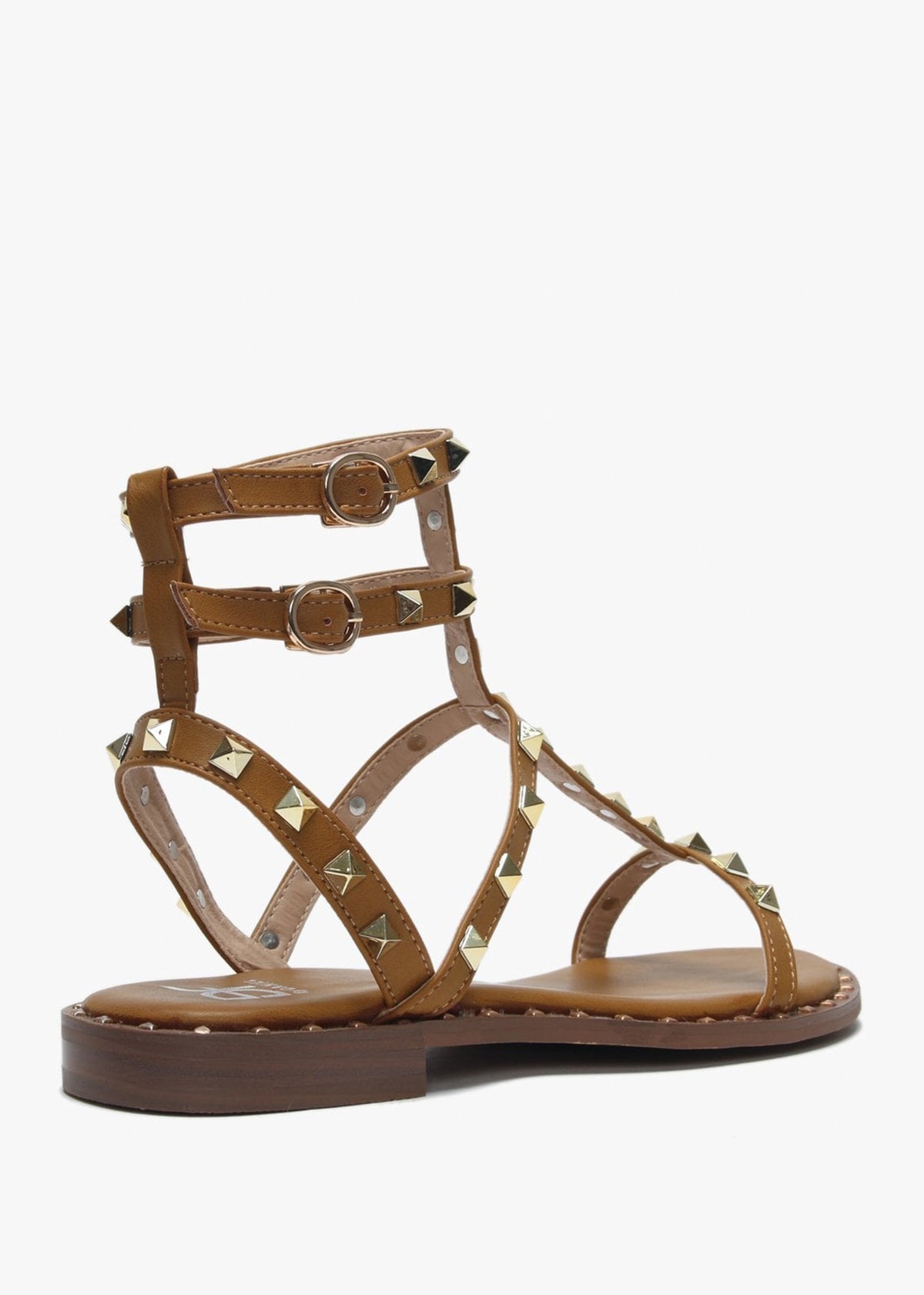 Cuboid Tan Studded Gladiator Sandals