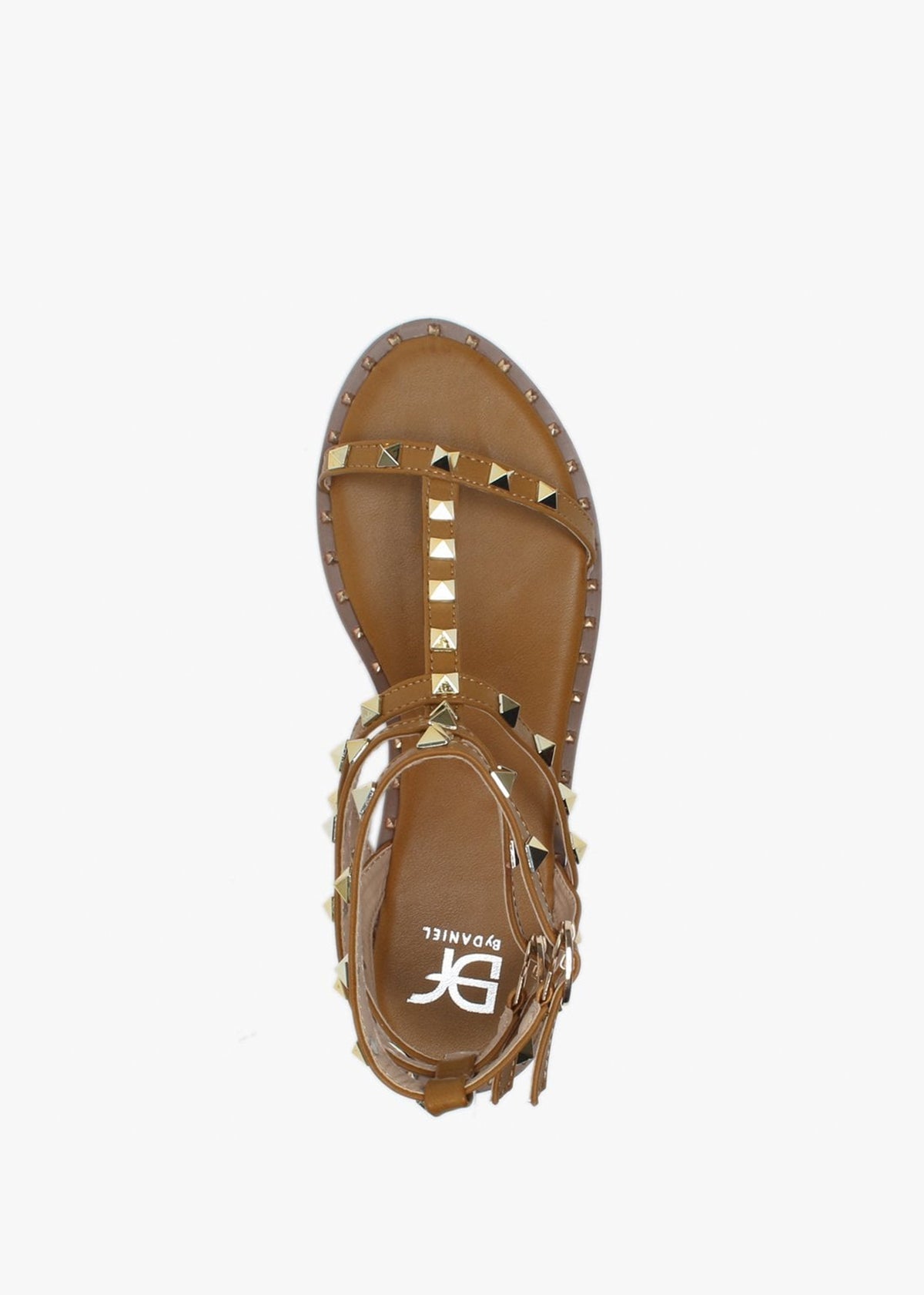 Cuboid Tan Studded Gladiator Sandals