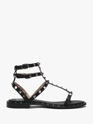 Cuboid Black Studded Gladiator Sandals