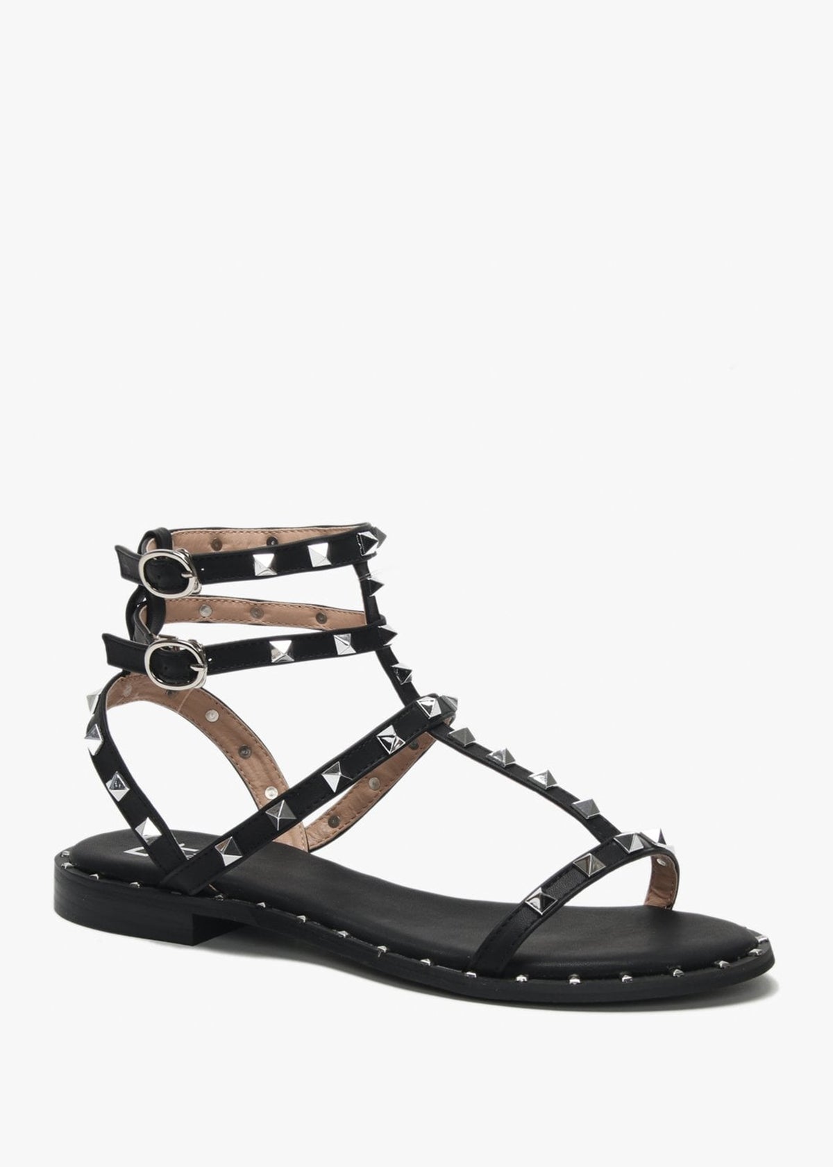 Cuboid Black Studded Gladiator Sandals