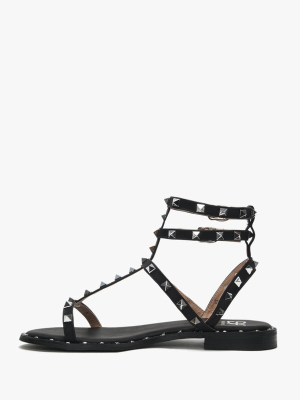 Cuboid Black Studded Gladiator Sandals