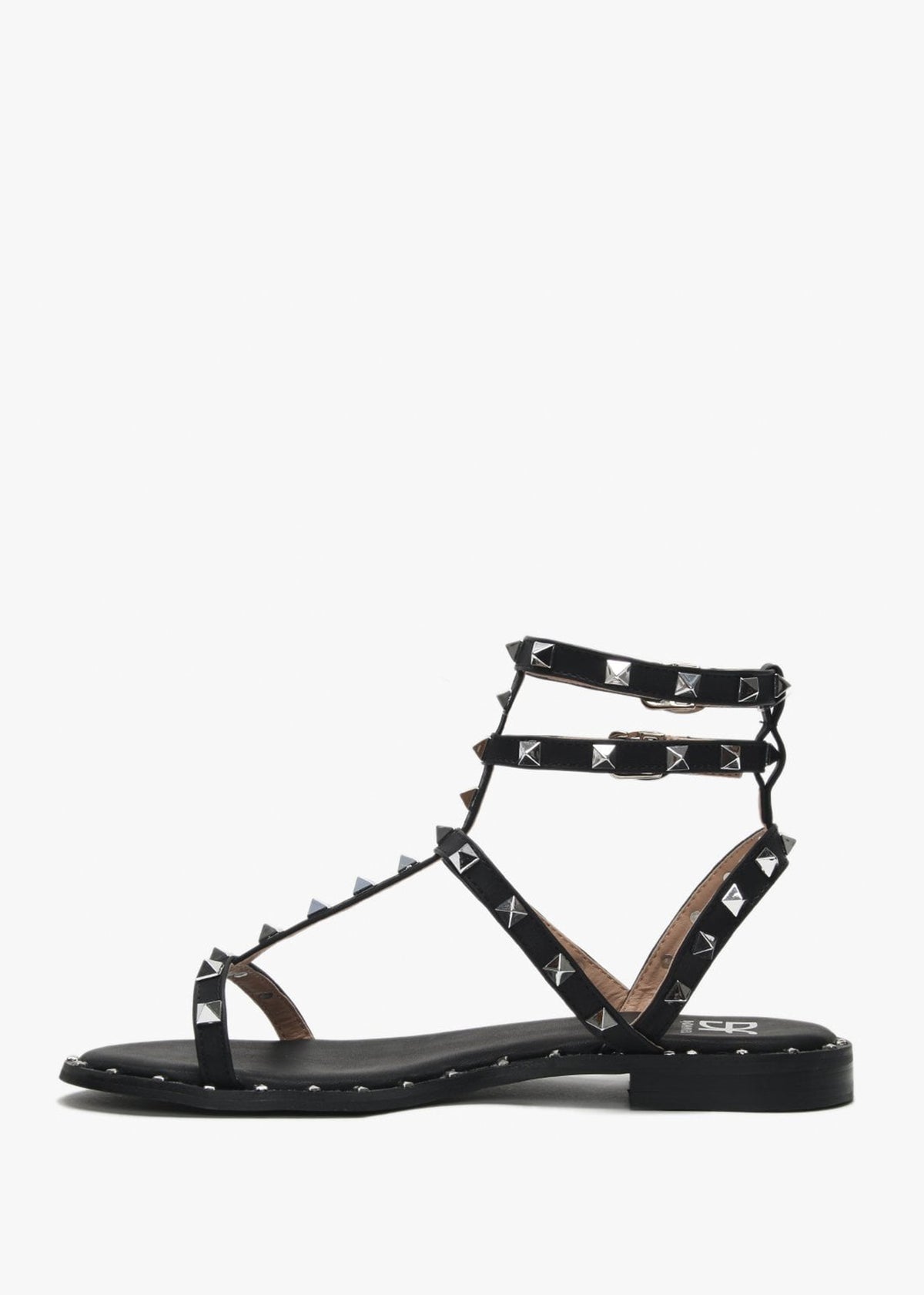 Cuboid Black Studded Gladiator Sandals