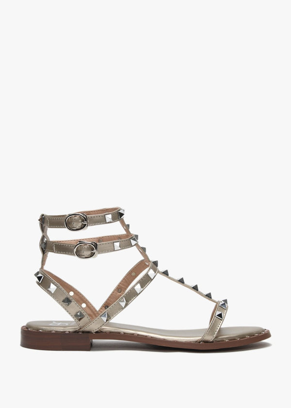 Cuboid Gold Studded Gladiator Sandals
