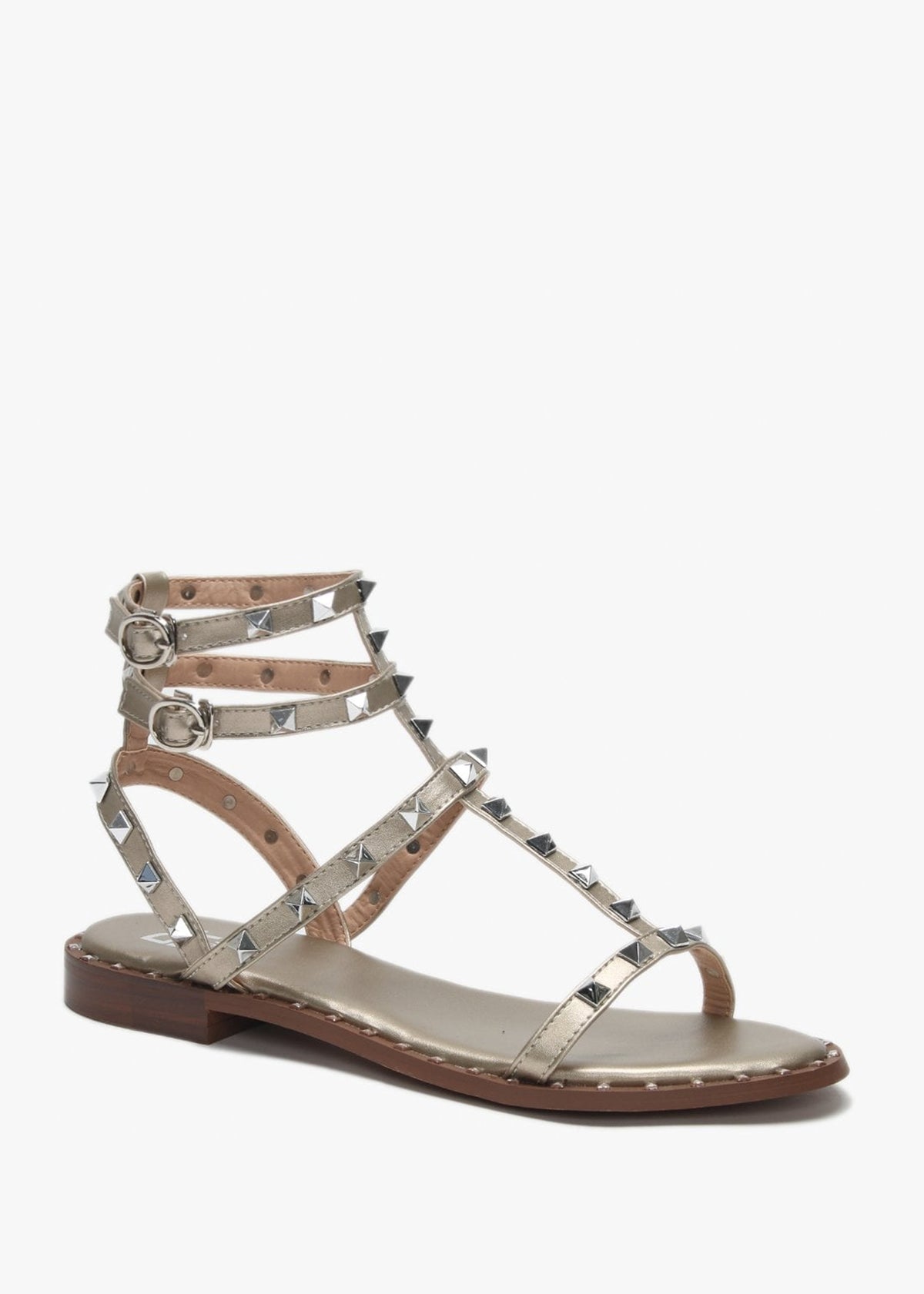 Cuboid Gold Studded Gladiator Sandals