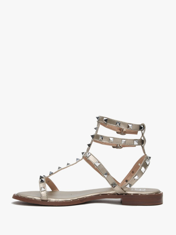 Cuboid Gold Studded Gladiator Sandals