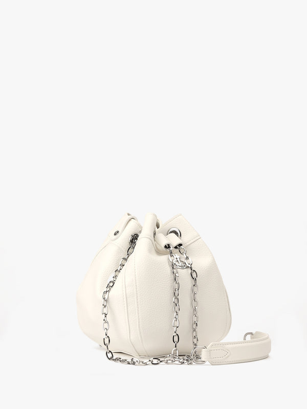 Small Chrissy Vegan White Bucket Bag