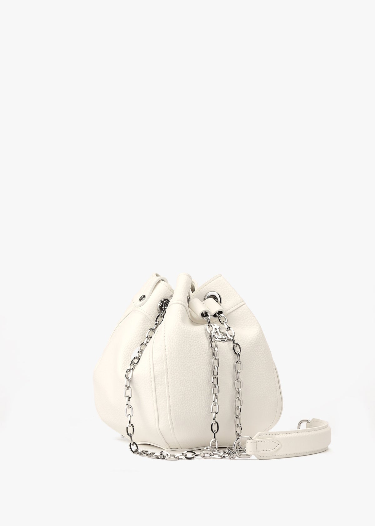 Small Chrissy Vegan White Bucket Bag