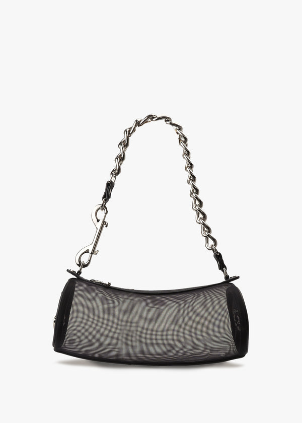 Cindy Vegan Recycled Mesh Black Cylinder Shoulder Bag