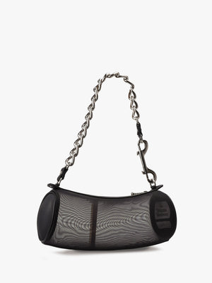 Cindy Vegan Recycled Mesh Black Cylinder Shoulder Bag