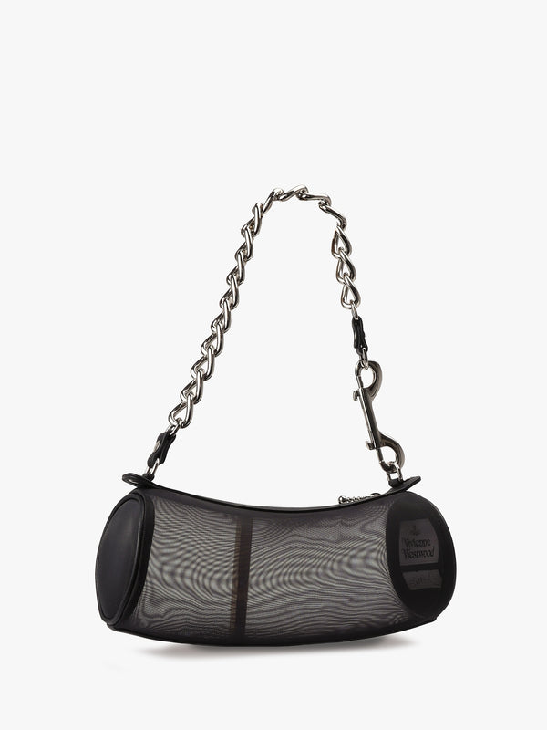 Cindy Vegan Recycled Mesh Black Cylinder Shoulder Bag
