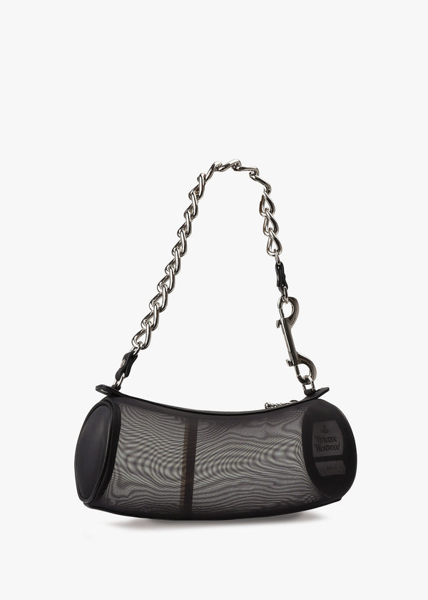 Cindy Vegan Recycled Mesh Black Cylinder Shoulder Bag