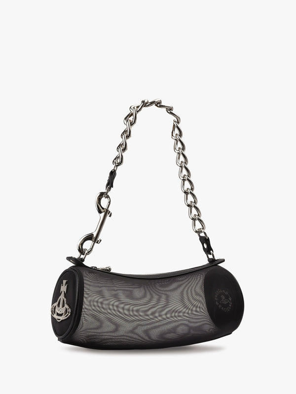 Cindy Vegan Recycled Mesh Black Cylinder Shoulder Bag