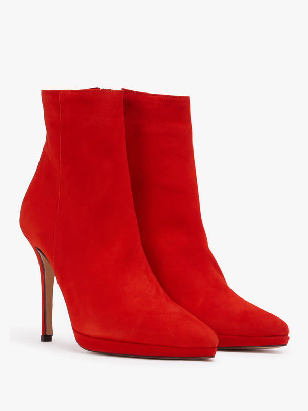 Abigail Red Suede Platform Ankle Boots