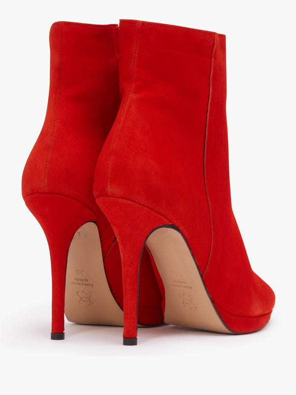 Abigail Red Suede Platform Ankle Boots