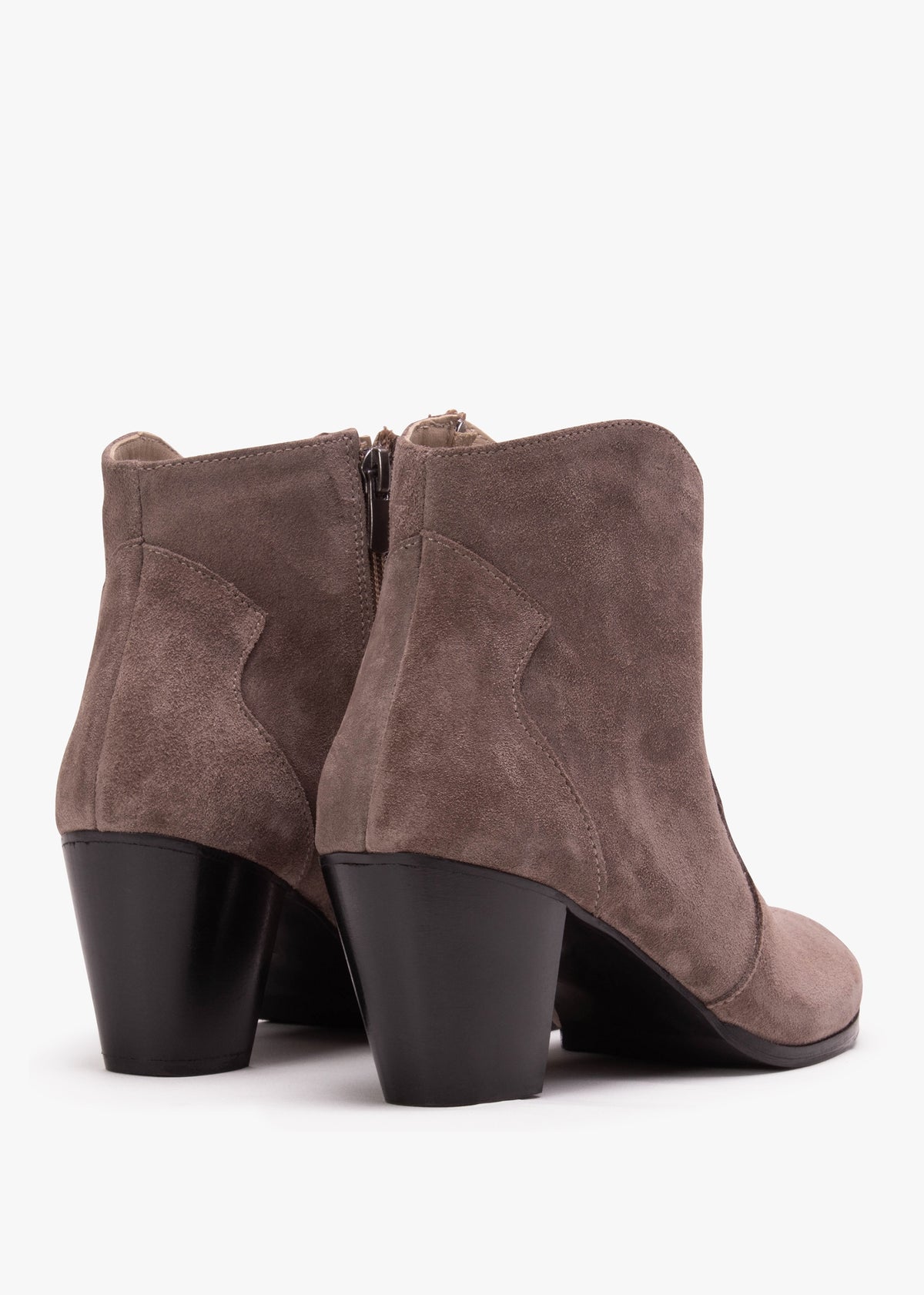 Barara Taupe Suede Western Ankle Boots
