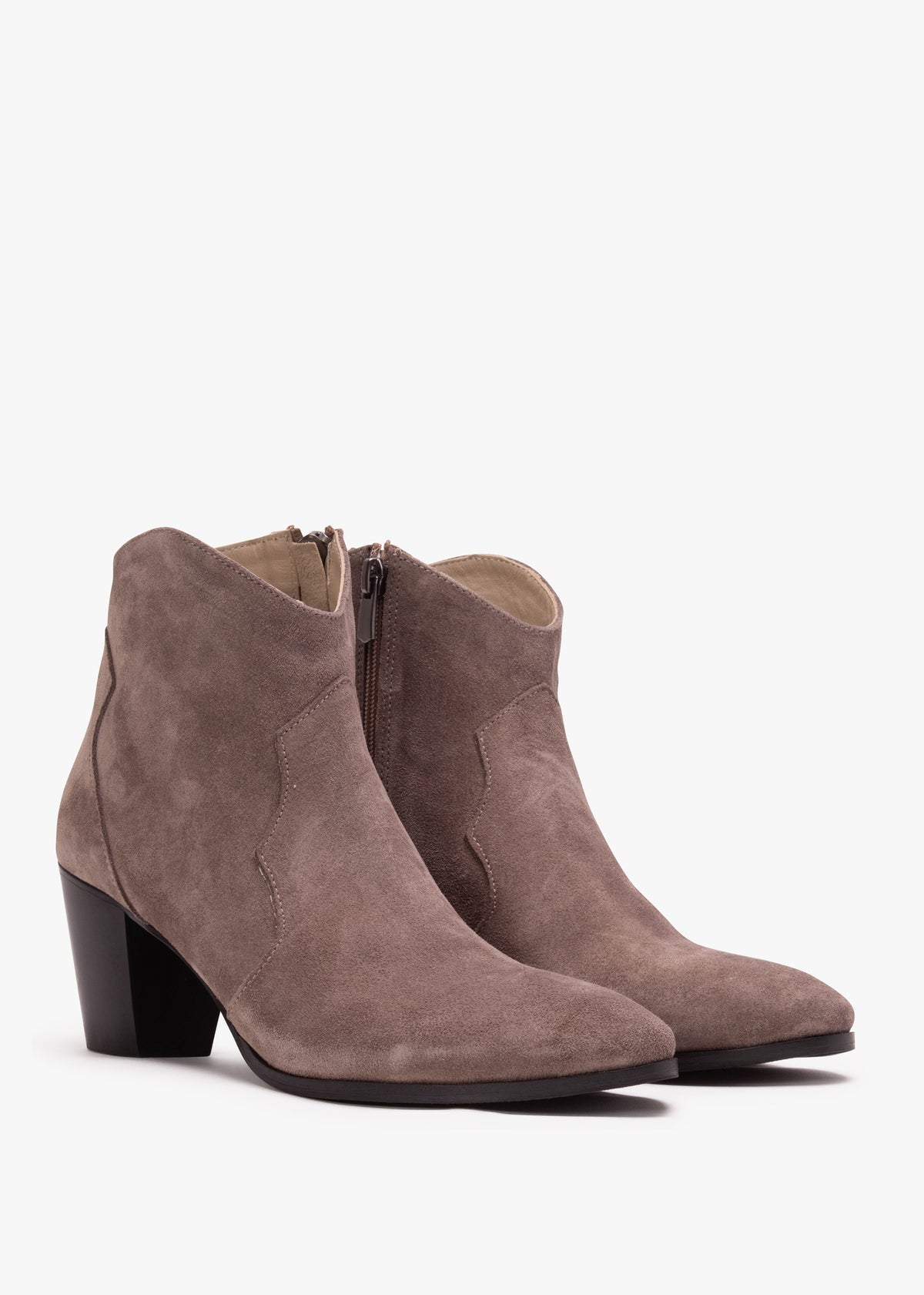 Barara Taupe Suede Western Ankle Boots