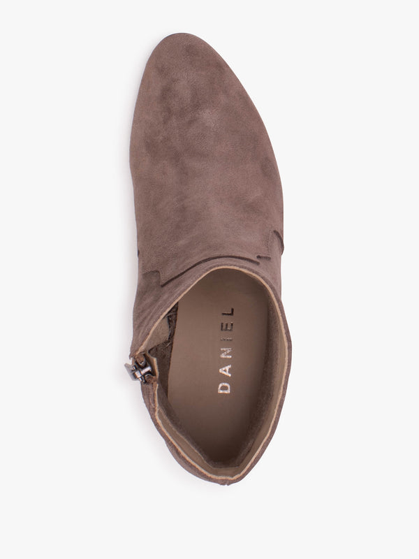Barara Taupe Suede Western Ankle Boots