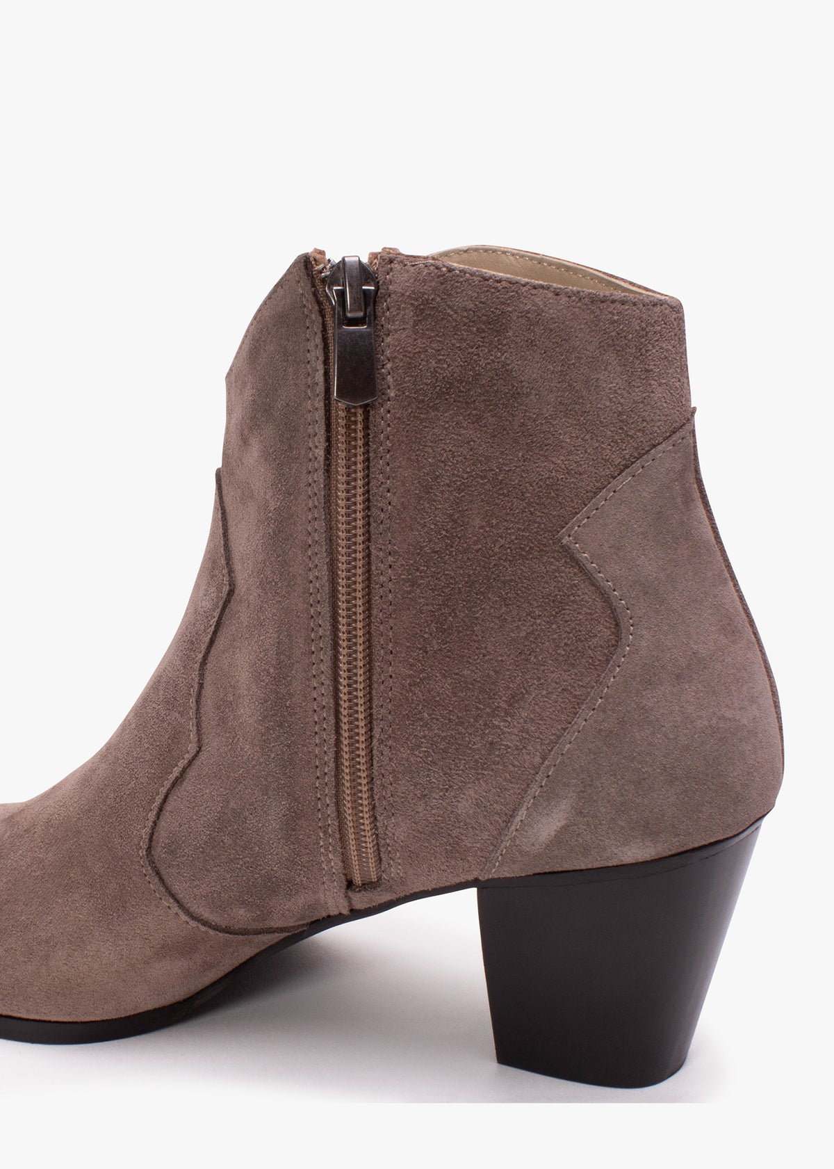 Barara Taupe Suede Western Ankle Boots