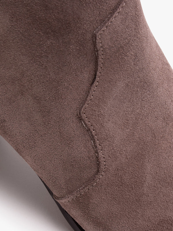 Barara Taupe Suede Western Ankle Boots