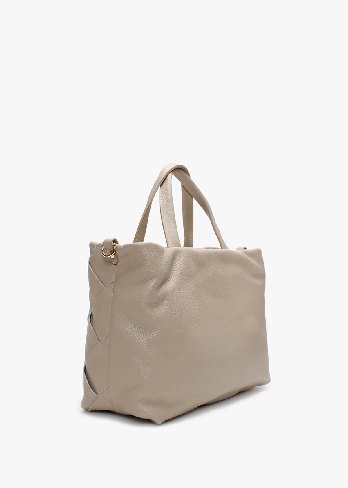 Ditote Taupe Leather Woven Tote Bag