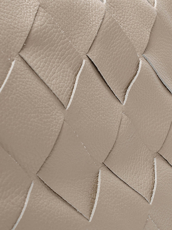 Ditote Taupe Leather Woven Tote Bag